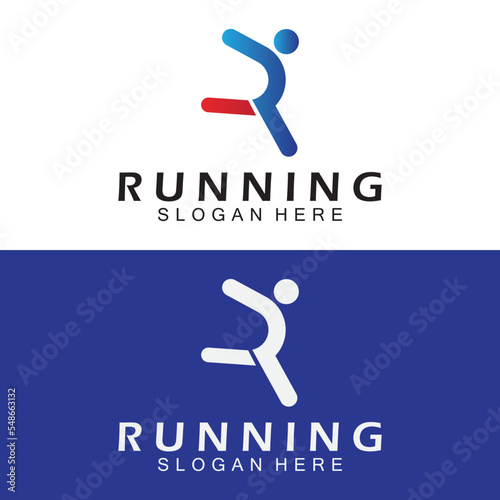 Letter R for running logo design combination letter R and people © Sunar