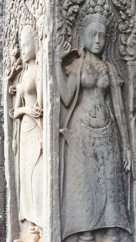 Stone Pillar of Bayon Temple in Cambodia