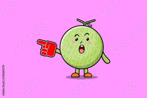 Cute Cartoon Melon with foam finger glove in modern design 