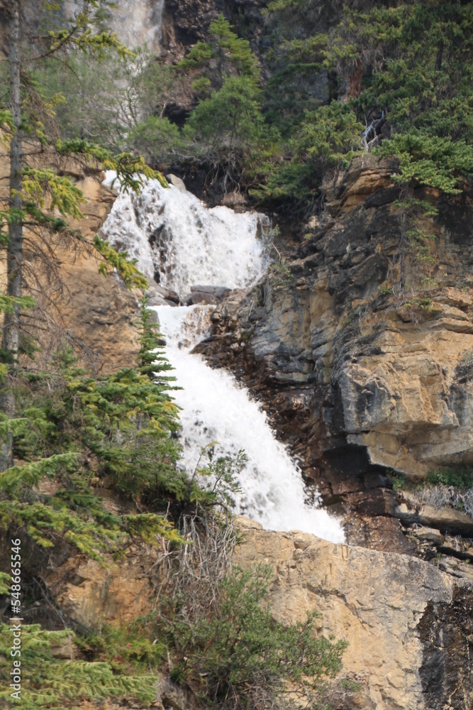 waterfall in the mountains, Jasper National Park, Alberta waterfall in the mountains, Jasper National Park, Alberta