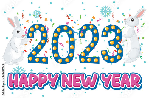 Happy New Year 2023 text for banner design