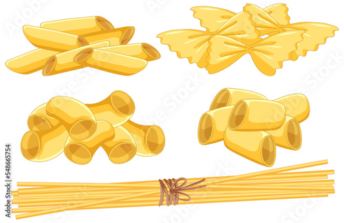 Set of pasta isolated