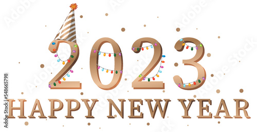 Happy New Year 2023 text for banner design