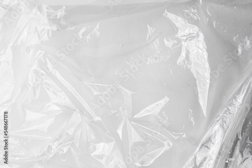 transparent cellophane bag close-up background texture of plastic