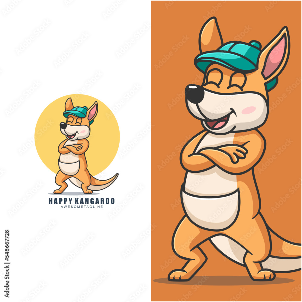 Naklejka premium kangaroo character mascot design