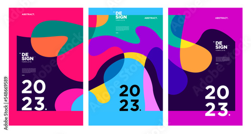 New year 2023 design template with fluid colorful abstract background