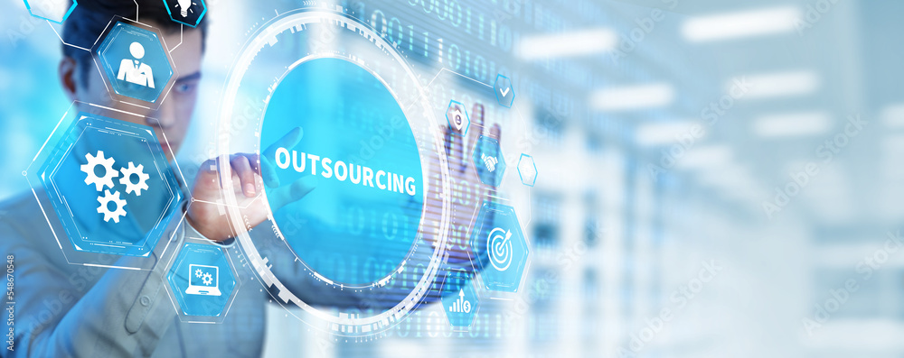 Business, Technology, Internet and network concept. Outsourcing human resources.