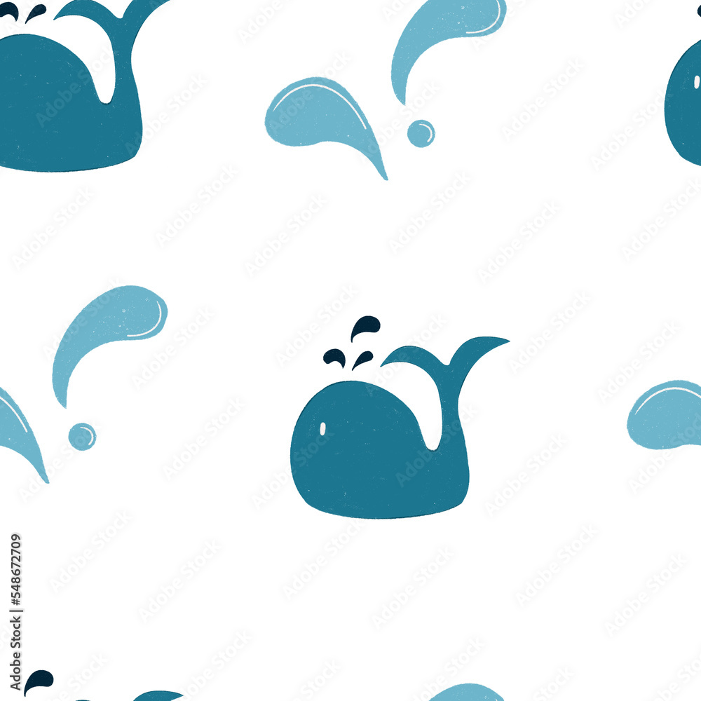 Seamless pattern Dolphin marine life hand drawn Seamless pattern Dolphin marine life hand drawn