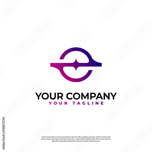 space illustration logo in modern minimalist style