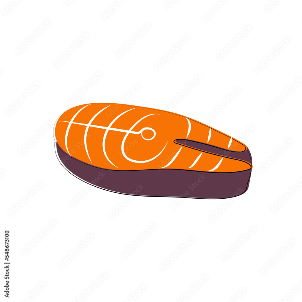 Salmon steak icon. Fish sign. Vector cartoon hand drawn illustration Salmon steak icon. Fish sign. Vector cartoon hand drawn illustration