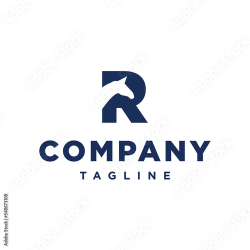 R Letter initial Head Horse equestrian Logo design