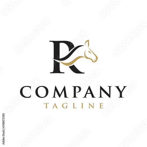 R Letter initial Horse Ranch Stable Stallion equestrian Logo design