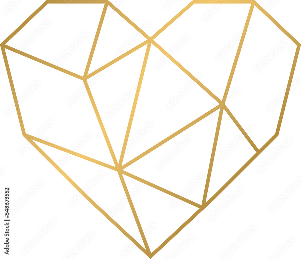 Gold Geometric Heart Icon Gold Geometric Heart Icon