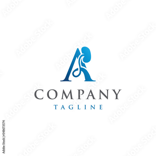 A Letter Initial modern and luxury kidney logo vector