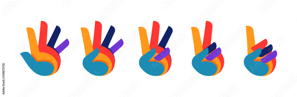 Hands counting. Count on fingers showing number one, two, three