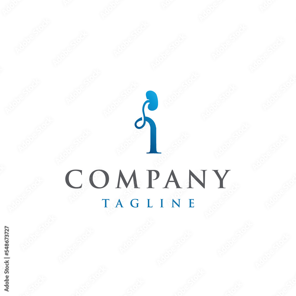 I Letter Initial modern and luxury kidney logo vector I Letter Initial modern and luxury kidney logo vector