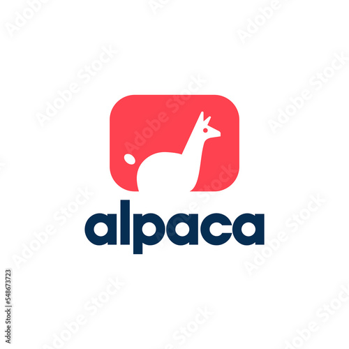 alpaca logo silhouette vector. cute llama or alpaca animal logo design icon vector illustration