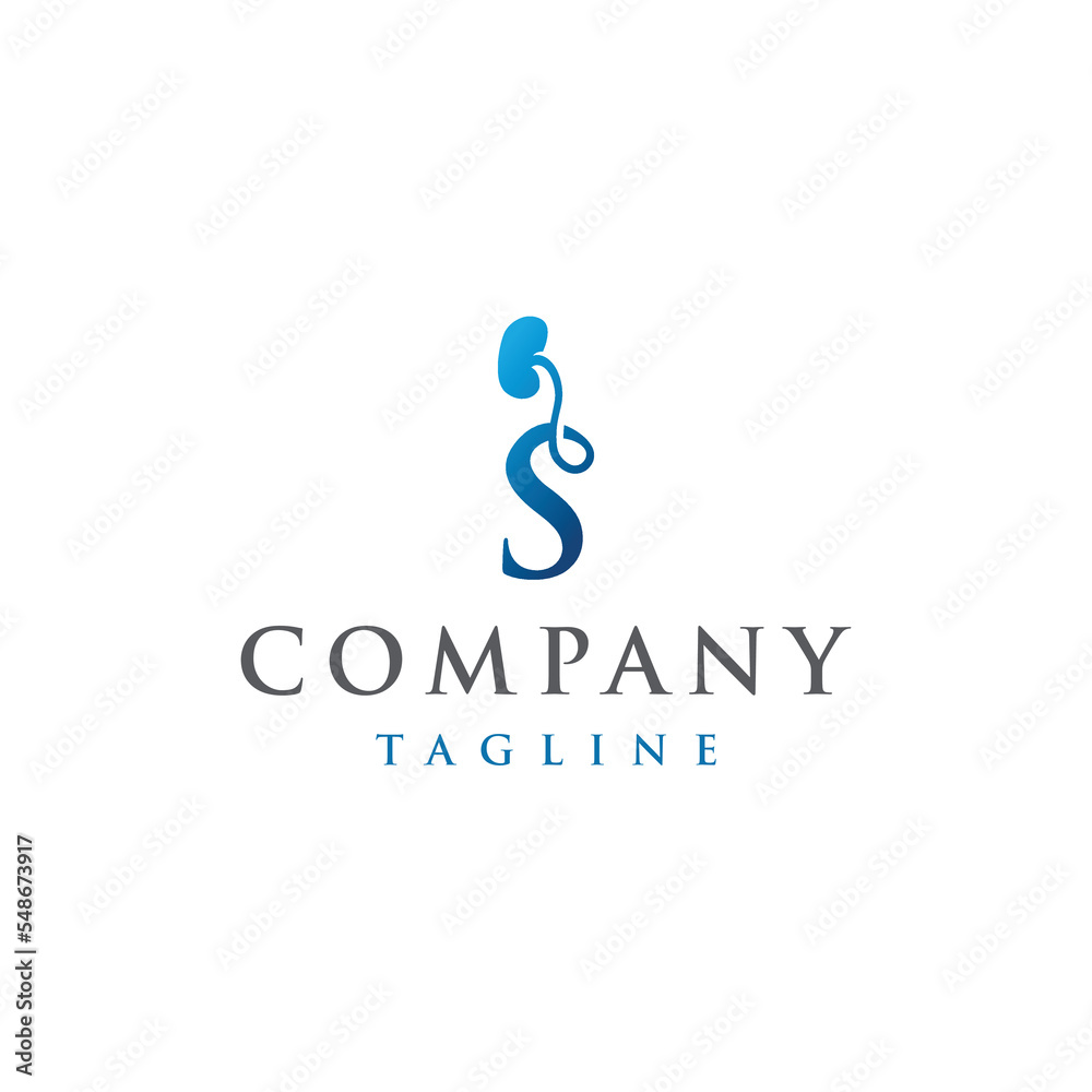 S Letter Initial modern and luxury kidney logo vector S Letter Initial modern and luxury kidney logo vector