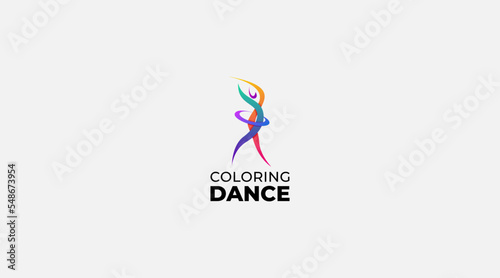 colorful dancing abstract person, logo design element