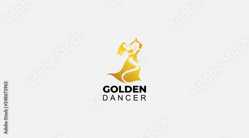 Golden dancer logo vector design illustration