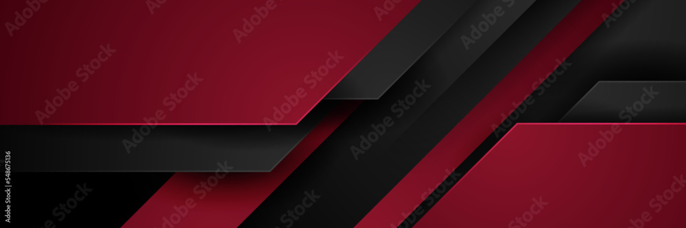 Abstract black and red banner background