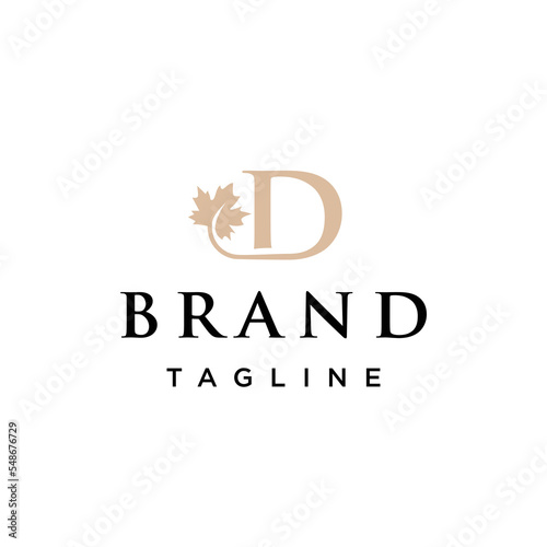 D Letter initial Mapple Leaf elegant logo vector template inspiration
