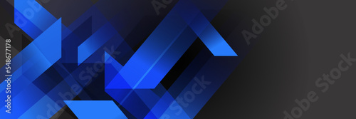 Dark blue and black abstract banner background. Blue geometry shine and layer element vector for presentation design. Suit for business, corporate, institution, party, festive, seminar, and talks.