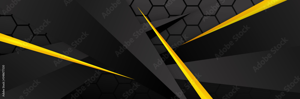 Abstract black and yellow banner background. Vector abstract graphic design banner pattern presentation background web template. Abstract black and yellow banner background. Vector abstract graphic design banner pattern presentation background web template.