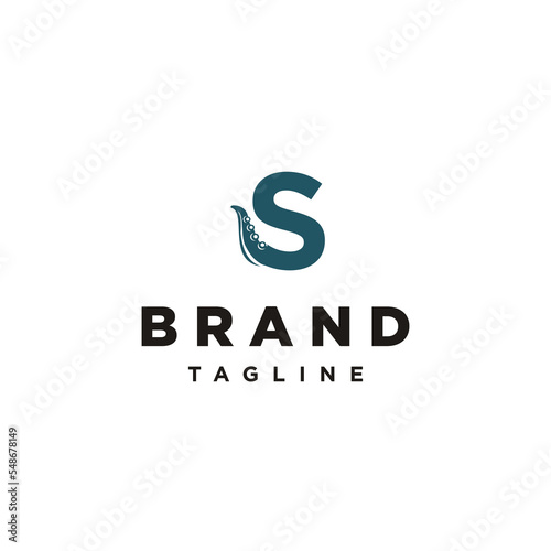 S Letter initial octo octopus cracen logo icon vector Template