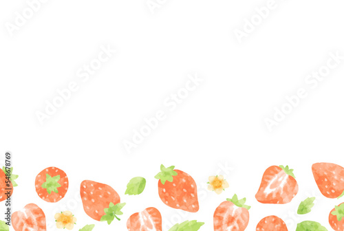 かわいい手描きのイチゴの背景イラスト