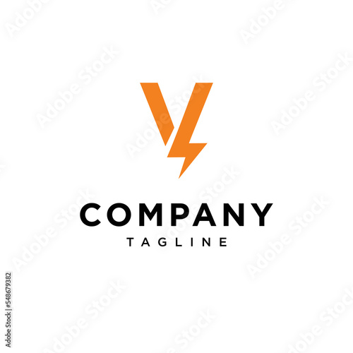 v Letter Electric storm Vector logo icon vector Template