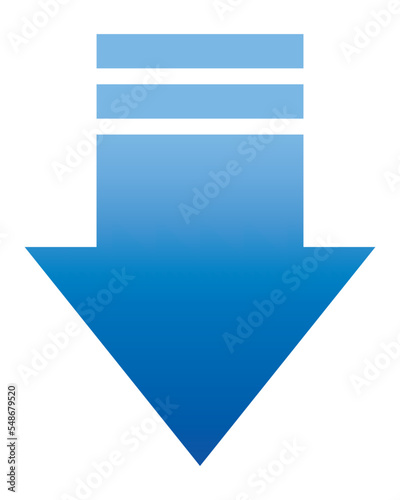 赤グラデーションの矢印　下向き　インストール　気温変化　blue gradient arrow