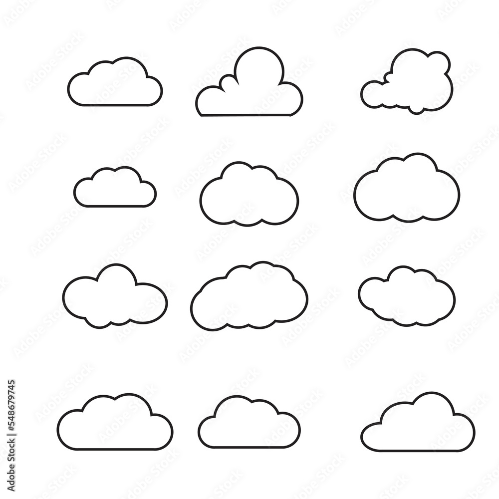 Cloud white set isolated on blue background. Vector illustration.
Cloud white set isolated on blue background. Vector illustration.