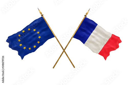 Background for designers. National Day. 3D model National flags European Union and France