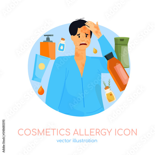 Types of allergy. Allergies caused by cosmetics. Vector illustration