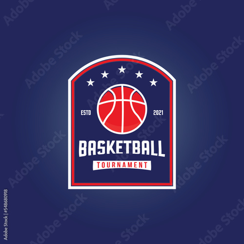 Basketball club logo, emblem, designs with ball. Sport badge vector illustration