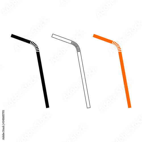 Set of plastic straw icon isolated on white background