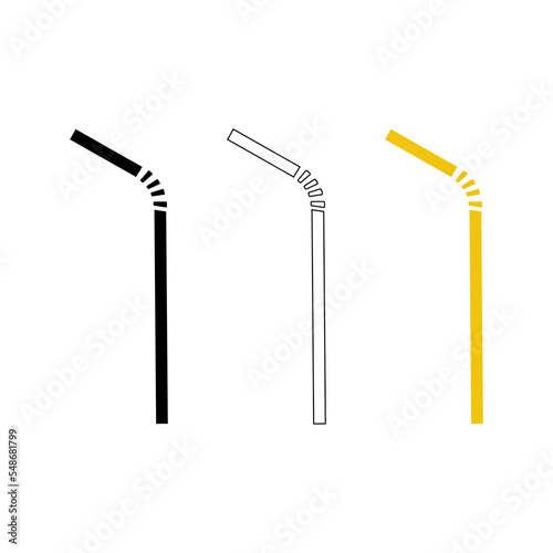 Set of plastic straw icon isolated on white background