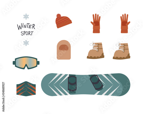 Warm accessory kit  winter sports shoes  snowboarding
