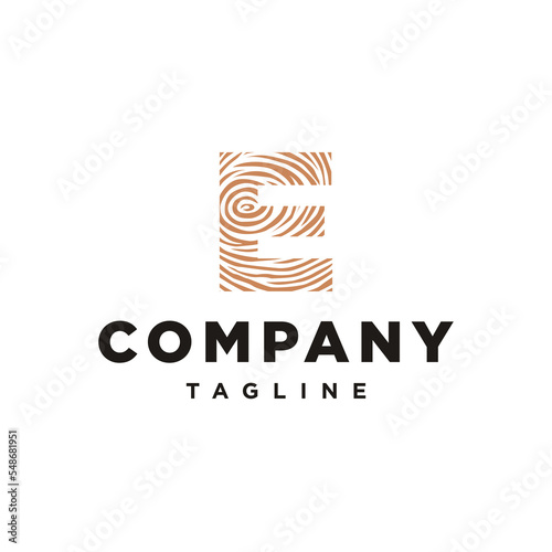 E Letter initial Wood logo inspiration