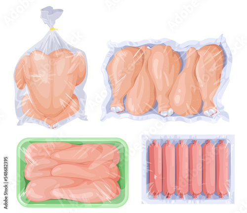 Vacuum poultry meat food set wrapped chicken pack