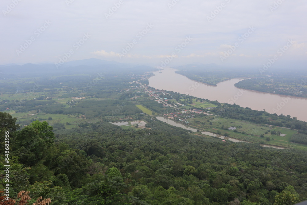 The landscape of the Mekong River background between Thailand and Laos.