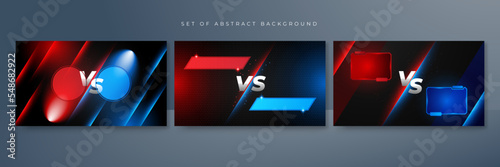 versus vs background with blue and red light, halftone, gradient color for game, battle, fight, competition, match, sport, contest, team, championship, combat, duel, tournament, and 3d effect