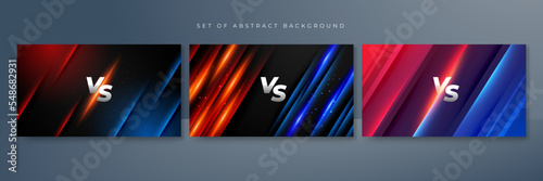 versus vs background with blue and red light, halftone, gradient color for game, battle, fight, competition, match, sport, contest, team, championship, combat, duel, tournament, and 3d effect