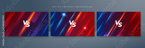 versus vs background with blue and red light, halftone, gradient color for game, battle, fight, competition, match, sport, contest, team, championship, combat, duel, tournament, and 3d effect