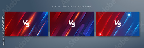 versus vs background with blue and red light, halftone, gradient color for game, battle, fight, competition, match, sport, contest, team, championship, combat, duel, tournament, and 3d effect