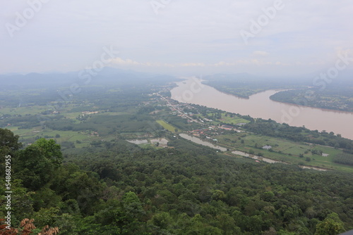The landscape of the Mekong River background between Thailand and Laos.