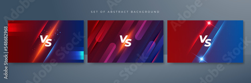 versus vs background with blue and red light, halftone, gradient color for game, battle, fight, competition, match, sport, contest, team, championship, combat, duel, tournament, and 3d effect