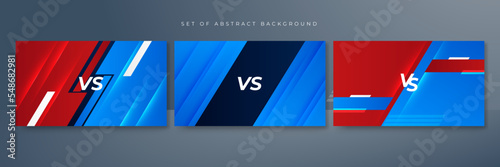 versus vs background with blue and red light, halftone, gradient color for game, battle, fight, competition, match, sport, contest, team, championship, combat, duel, tournament, and 3d effect