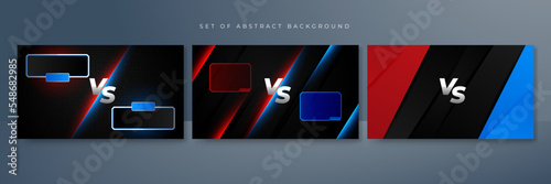 versus vs background with blue and red light, halftone, gradient color for game, battle, fight, competition, match, sport, contest, team, championship, combat, duel, tournament, and 3d effect